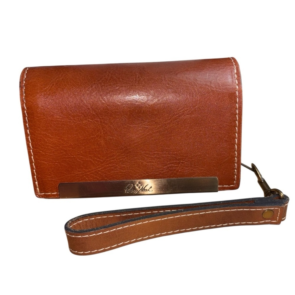Patricia Nash Cametti Brown Leather Trifold Wallet/Wristlet